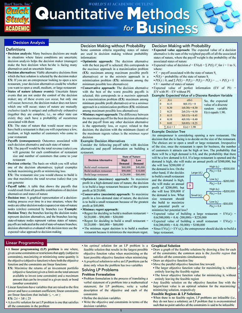 Quantitative Methods  For Business