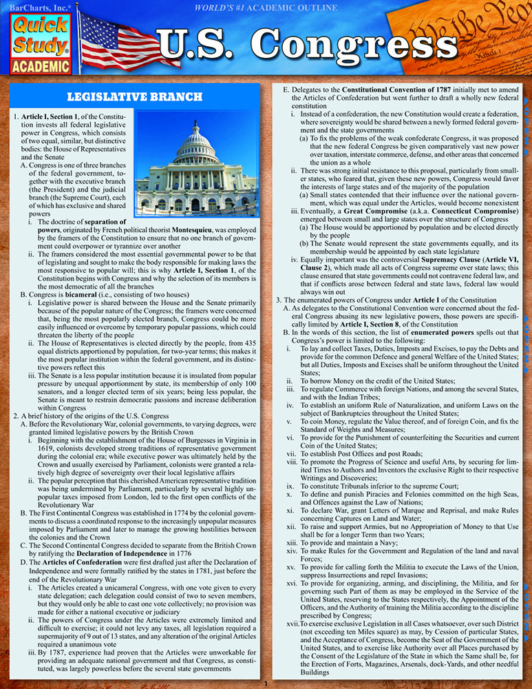 U.S. Congress: a QuickStudy Reference Guide