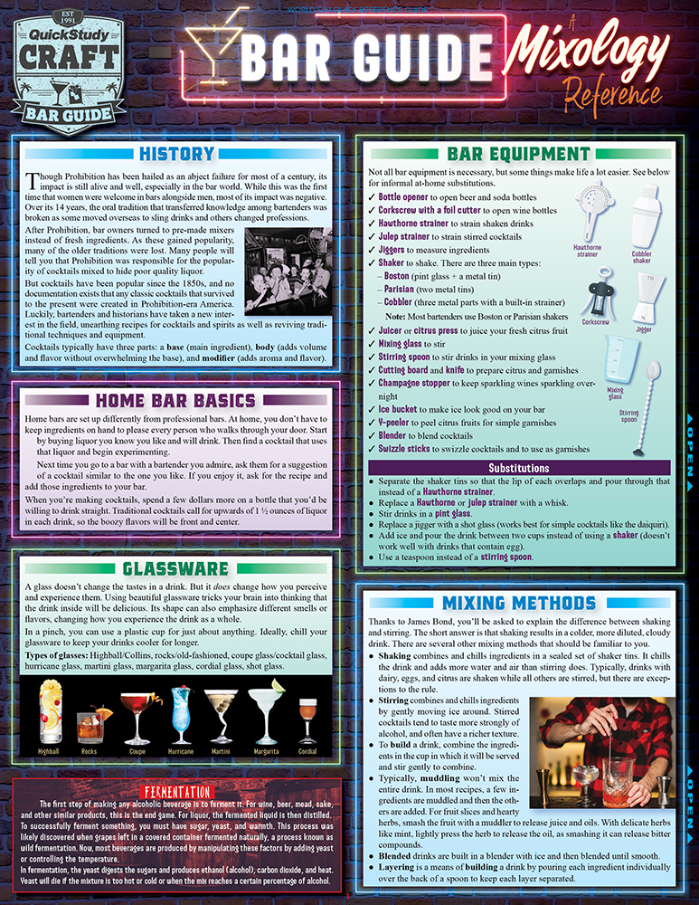 Bar Guide - a Mixology Reference: QuickStudy Laminated Guide