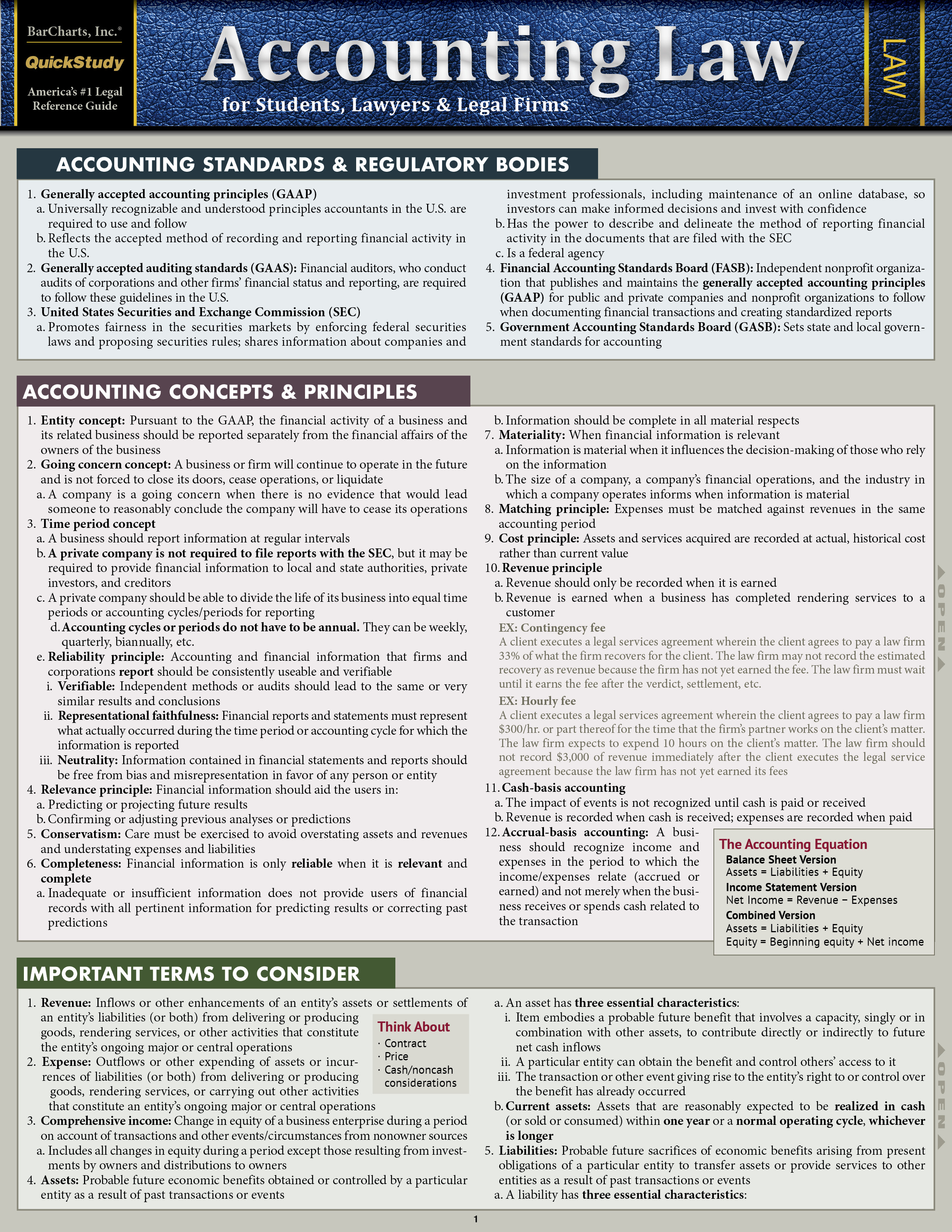 Accounting Law for Students, Lawyers & Legal Firms: a QuickStudy laminated reference guide